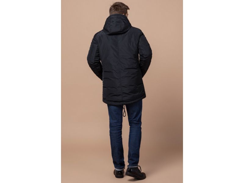 Парка черная зимняя мужская с водозащитным покрытием модель 49720, фото 5