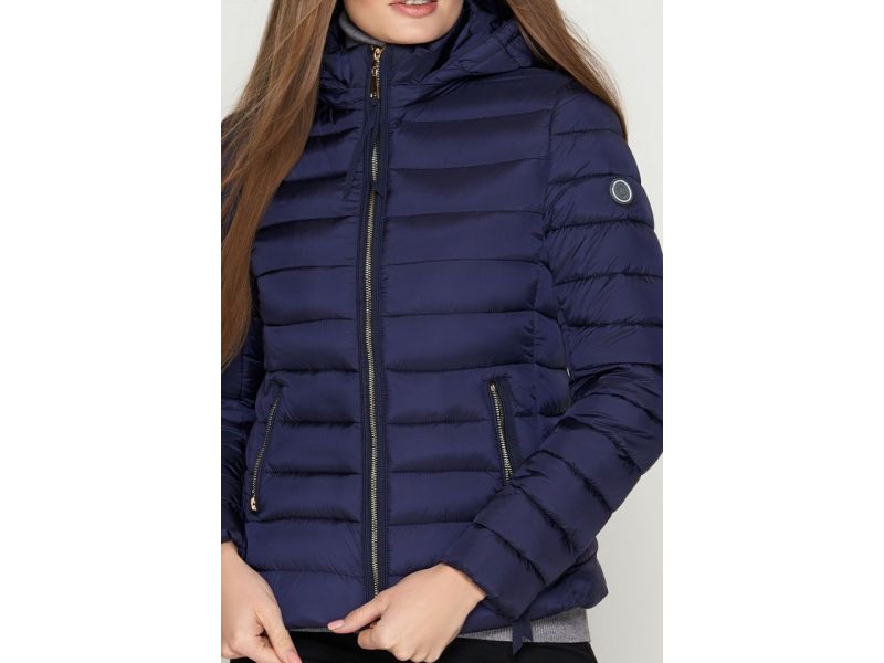 Синий осенне-весенний пуховик молодежный женский модель 25115, фото 6