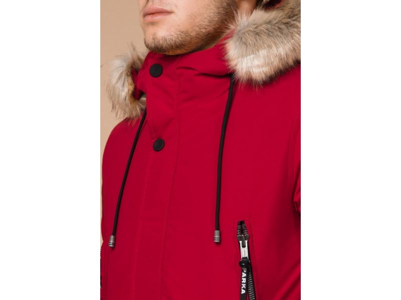 Парка красная яркая мужская на зиму модель 20758, фото 6