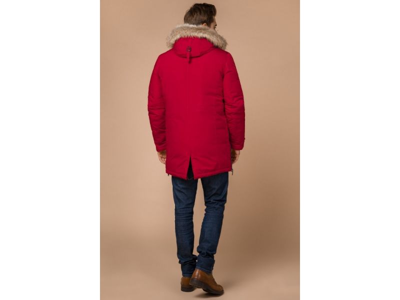 Парка красная яркая мужская на зиму модель 20758, фото 5