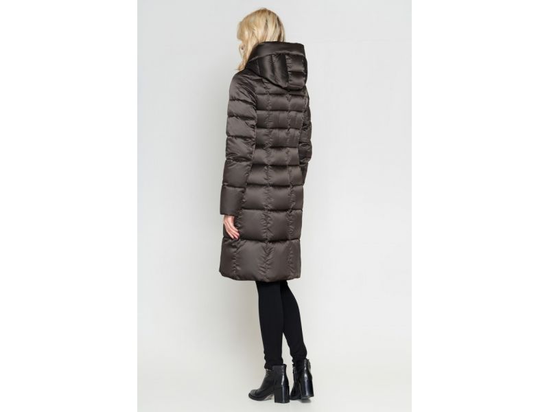 Женский зимний длинный воздуховик цвет капучино модель 47250, фото 5