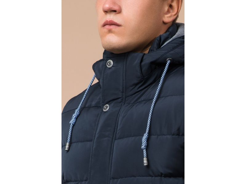 Брендовая куртка синяя мужская на зиму модель 38828, фото 6