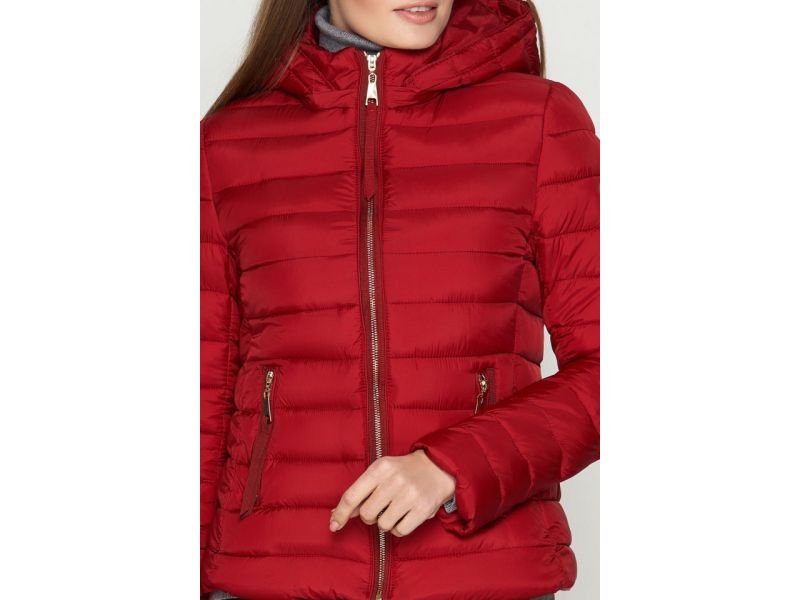 Бордовый молодежный осенне-весенний женский пуховик модель 25115, фото 6