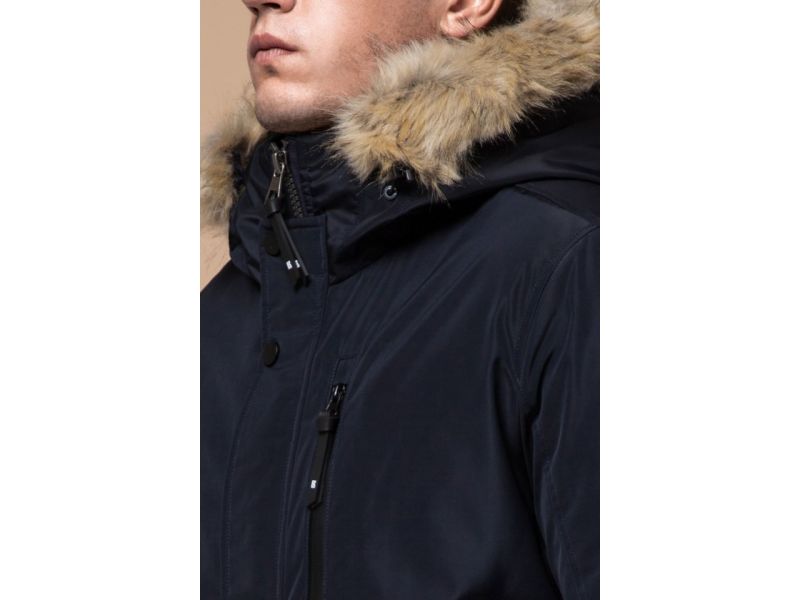 Парка синяя зимняя мужская прямого фасона модель 31720, фото 6