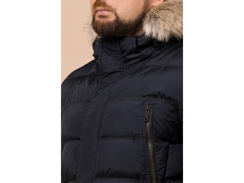 Куртка мужская зимняя черно-синяя большого размера модель 23752, фото 6