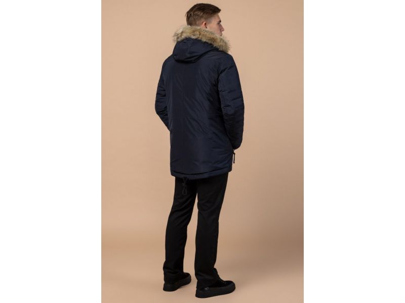 Парка синяя зимняя мужская прямого фасона модель 31720, фото 5