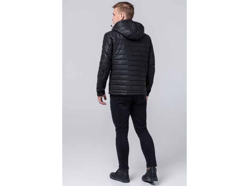 Черная молодежная непромокаемая куртка для мужчин осенне-весенняя модель 3357, фото 5