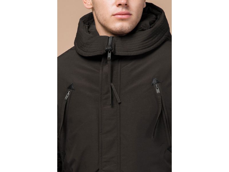 Парка коричневая мужская зимняя удлиненная модель 23675, фото 6