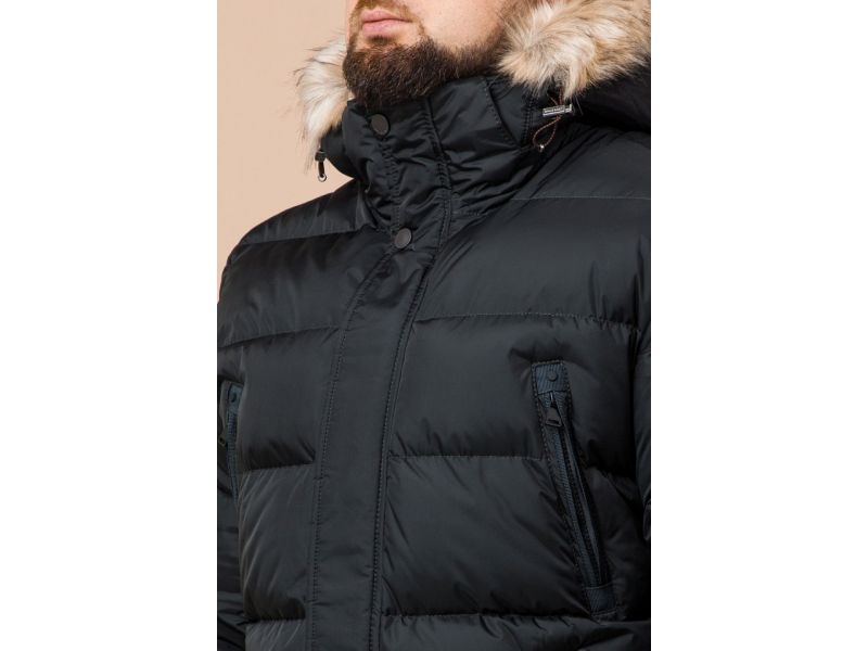 Мужская куртка большого размера графитового цвета на зиму модель 37762, фото 6