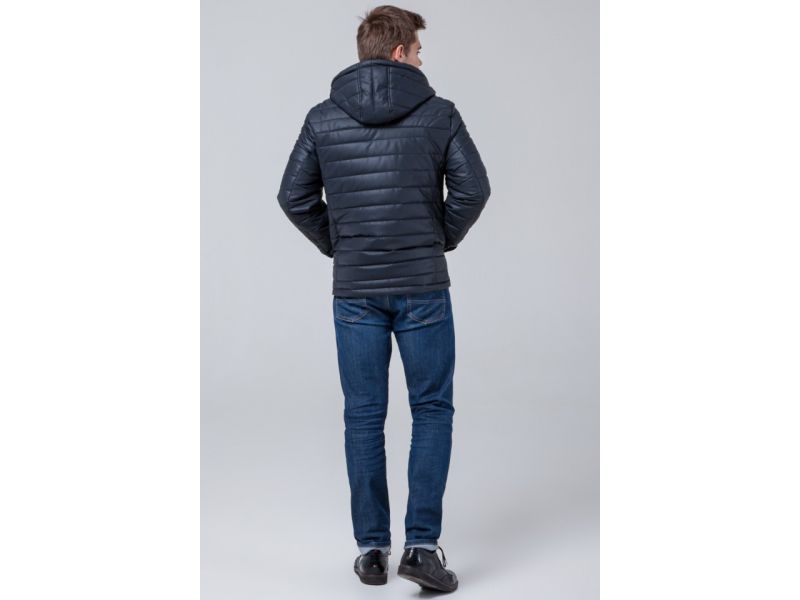 Осенне-весенняя мужская молодежная куртка темно-синяя с карманами модель 2260, фото 5