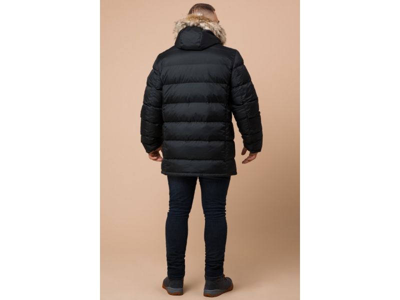 Мужская куртка большого размера графитового цвета на зиму модель 37762, фото 5