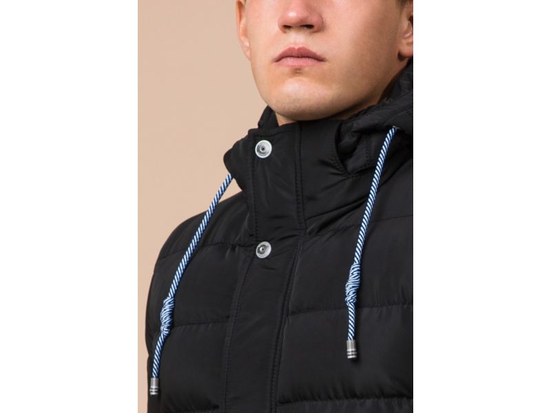 Стильная мужская куртка зимняя черная модель 38828, фото 6