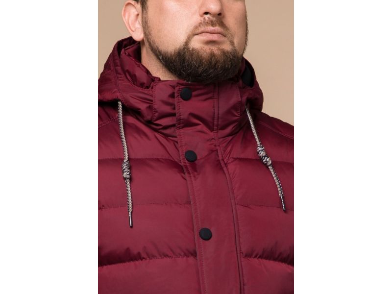 Мужская бордовая куртка с карманами зимняя модель 46215, фото 6