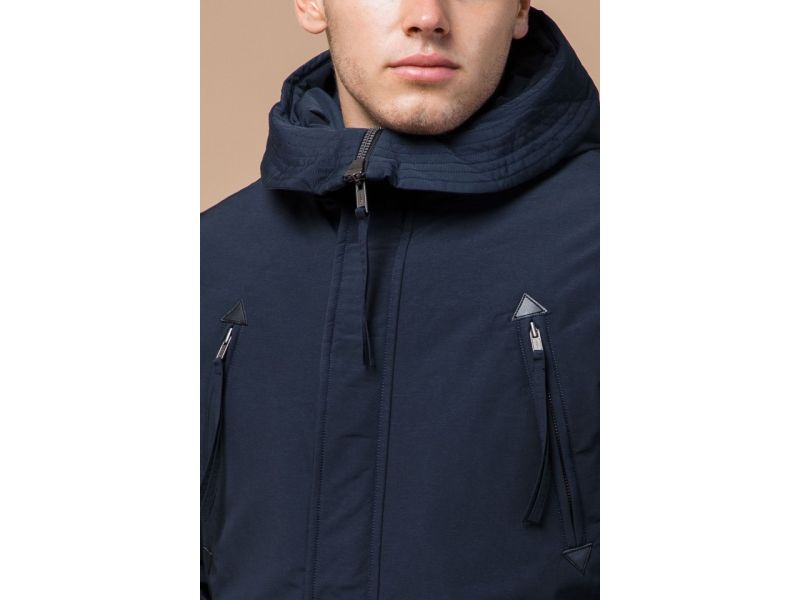 Зимняя мужская парка синего цвета модель 23675, фото 6