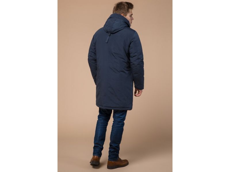 Зимняя мужская парка синего цвета модель 23675, фото 5