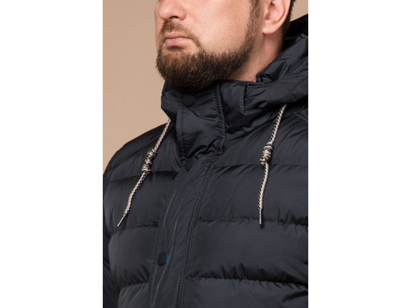 Мужская куртка с капюшоном графитовая зимняя модель 46215, фото 6