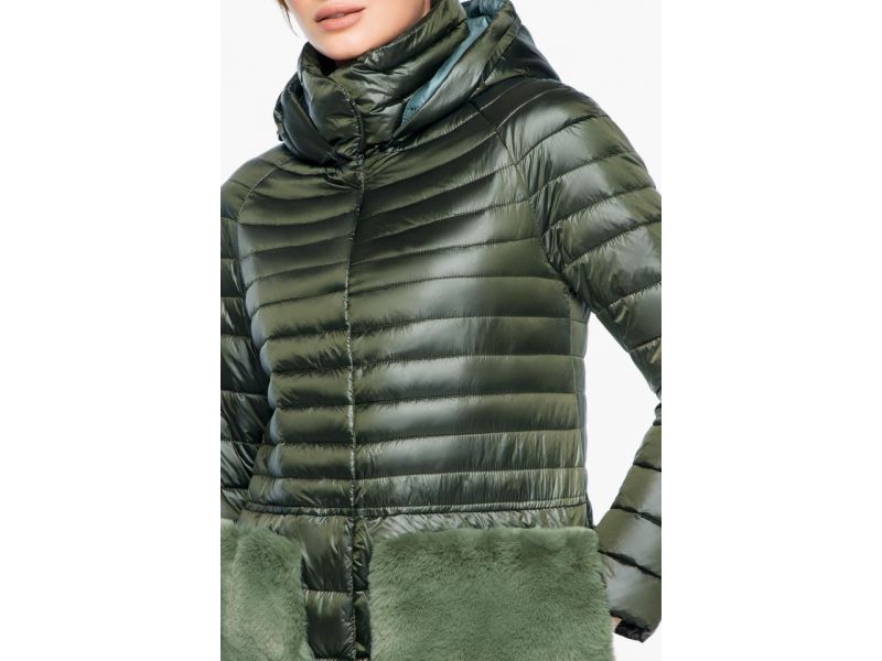 Брендовый осенне-весенний воздуховик женский цвет темный хаки модель 15115, фото 6