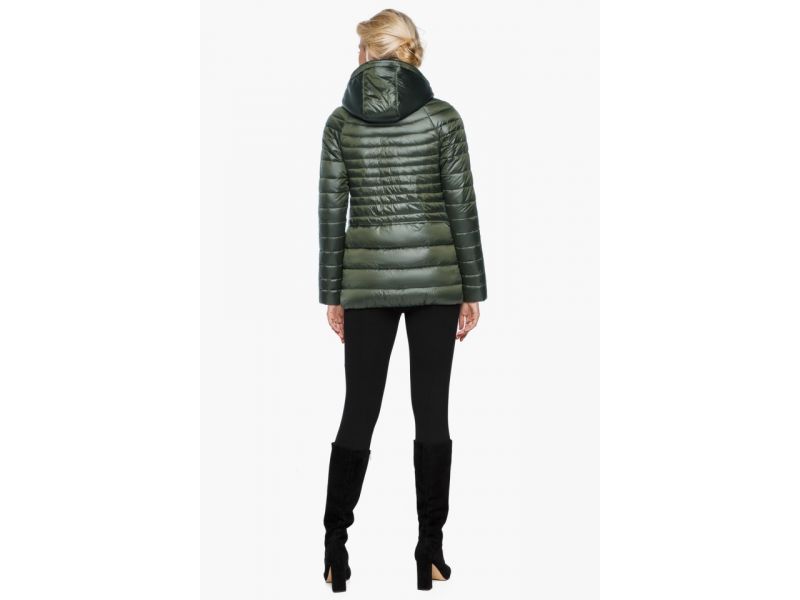 Брендовый осенне-весенний воздуховик женский цвет темный хаки модель 15115, фото 5