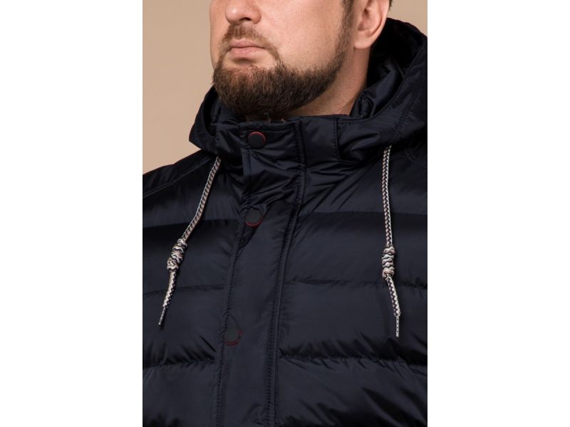 Мужская зимняя сине-черная куртка на молнии модель 46215, фото 6