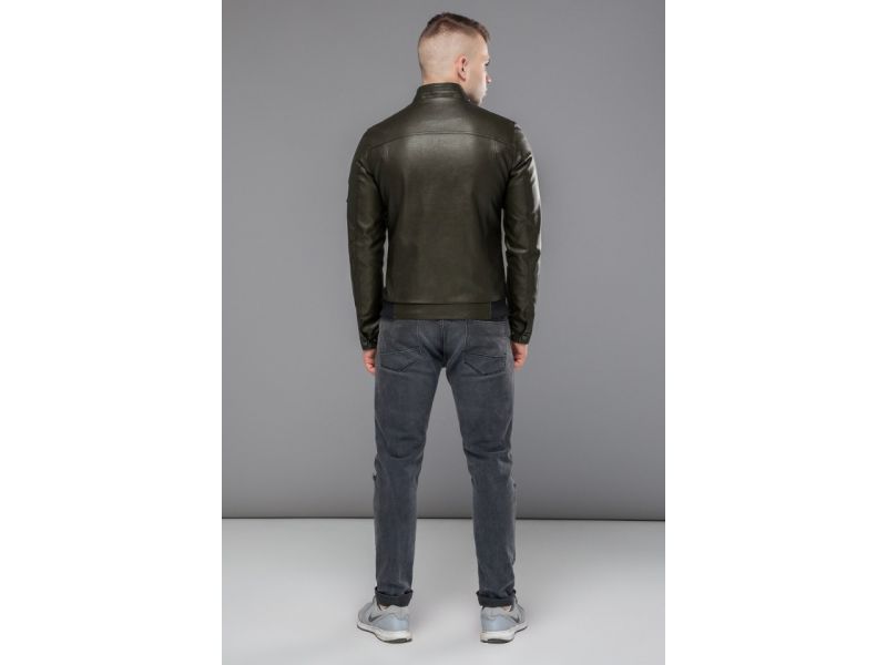 Куртка с нашивкой молодежная мужская осенне-весенняя цвета хаки модель 43663, фото 5