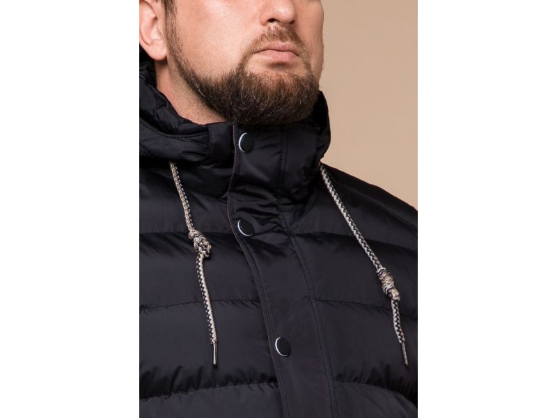 Износостойкая мужская куртка черная зимняя модель 46215, фото 6