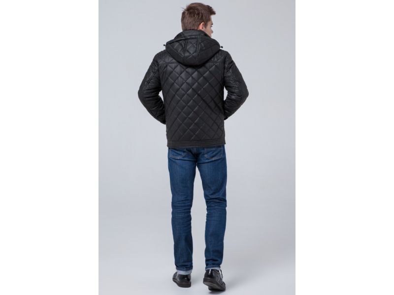 Осенне-весенняя молодежная куртка черная мужская модель 2072, фото 5