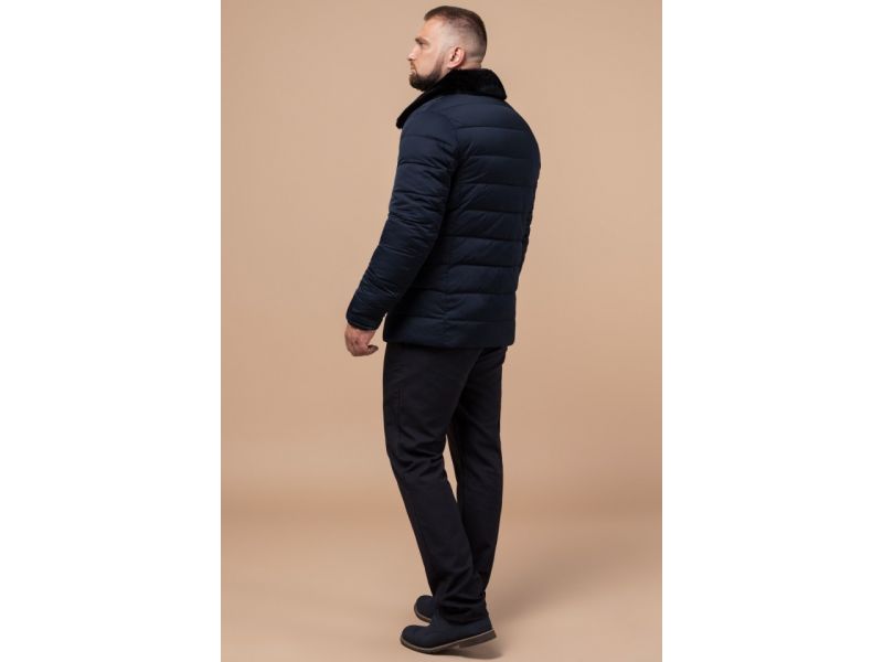 Темно-синяя практичная мужская куртка зимняя модель 16148, фото 5