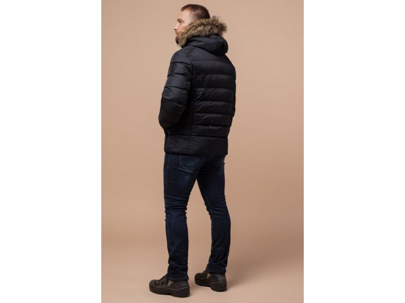 Куртка на зиму мужская стильная черного цвета модель 12149, фото 5