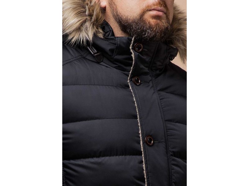 Куртка на зиму мужская стильная черного цвета модель 12149, фото 6
