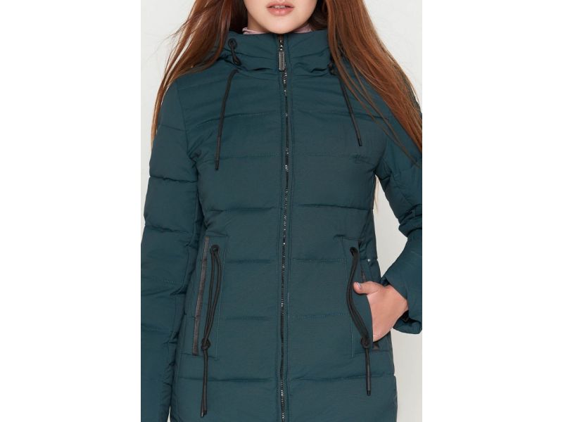 Пуховик женский молодежный зимний цвет бирюза модель 25005, фото 6