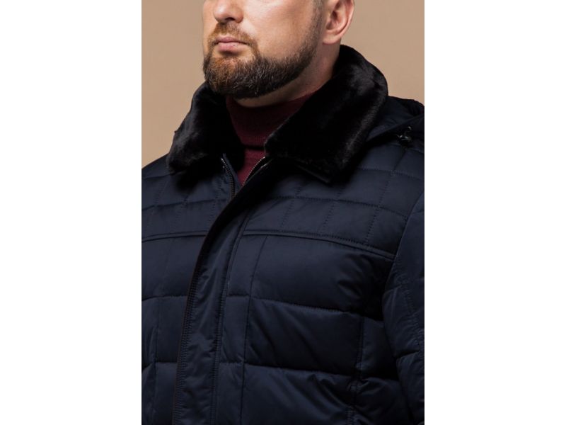 Куртка стильная мужская темно-синего цвета зимняя модель 17193, фото 6
