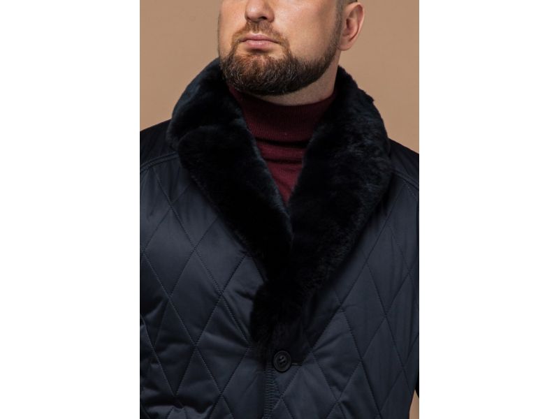 Черно-синяя мужская теплая куртка на зиму модель 17602, фото 6