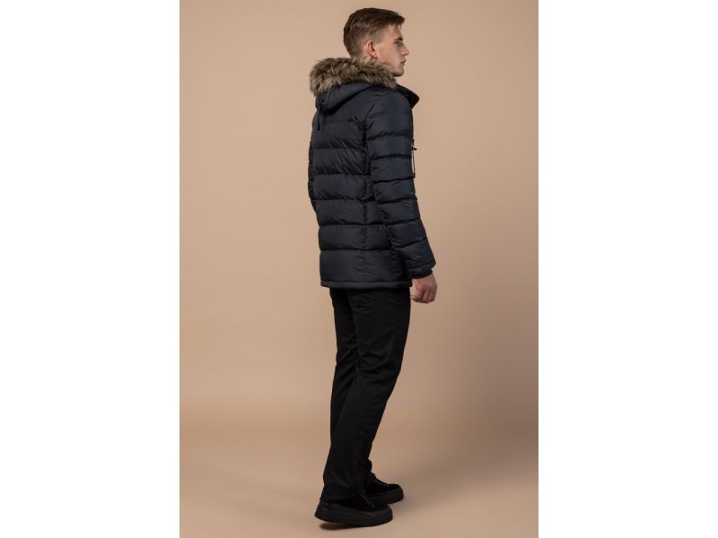 Куртка высокого качества графитовая для мужчин на зиму модель 15335, фото 5