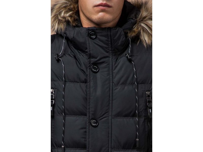 Куртка высокого качества графитовая для мужчин на зиму модель 15335, фото 6