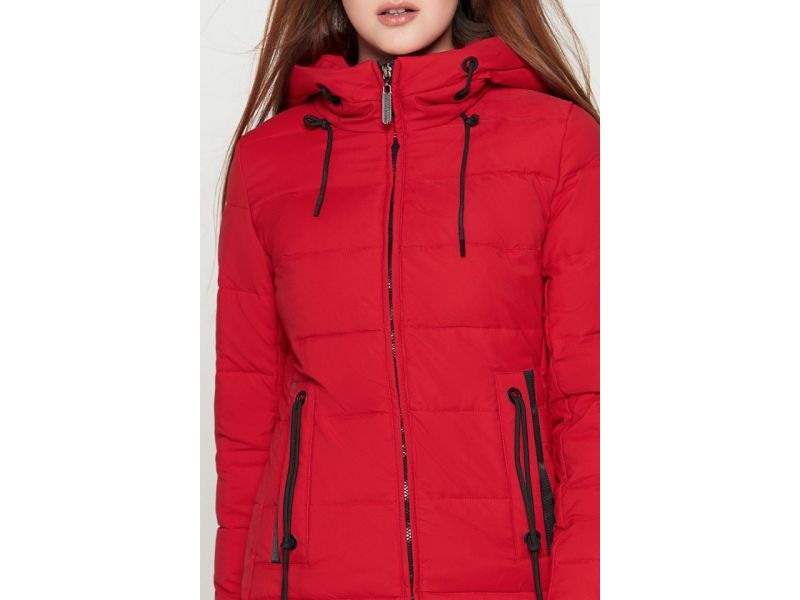 Женский пуховик зимний молодежный цвет красный модель 25005, фото 6