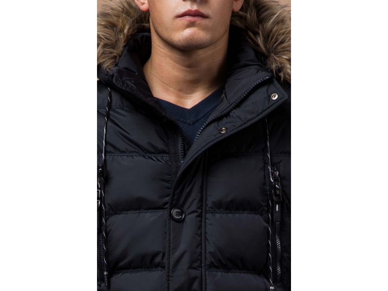 Куртка с карманами мужская темно-синяя зимняя модель 15335, фото 6
