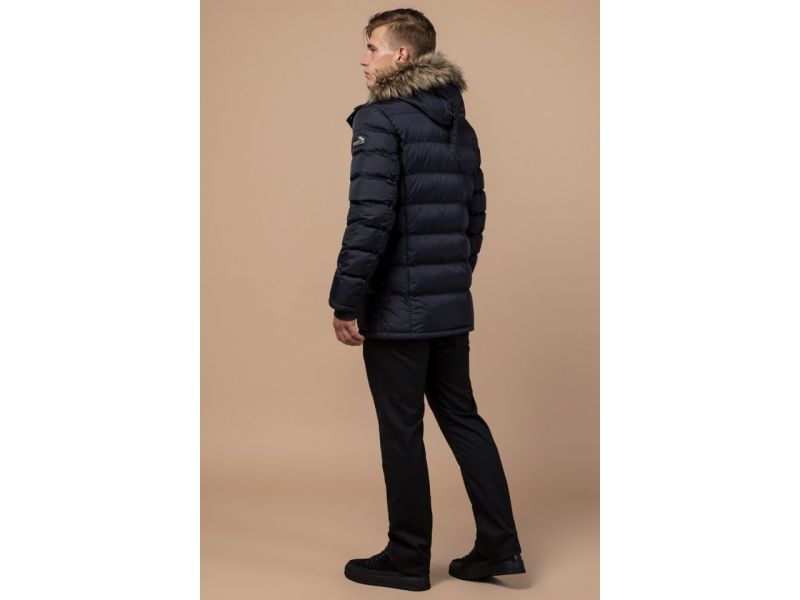 Куртка с карманами мужская темно-синяя зимняя модель 15335, фото 5
