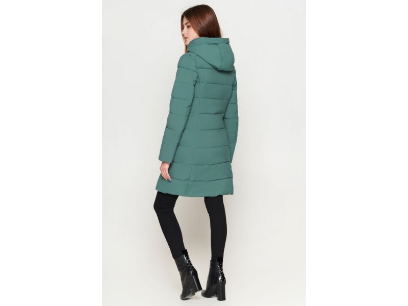 Зимний женский пуховик молодежный зеленый модель 25285-1, фото 5
