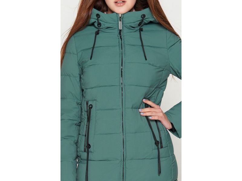 Зимний женский пуховик молодежный зеленый модель 25285-1, фото 6
