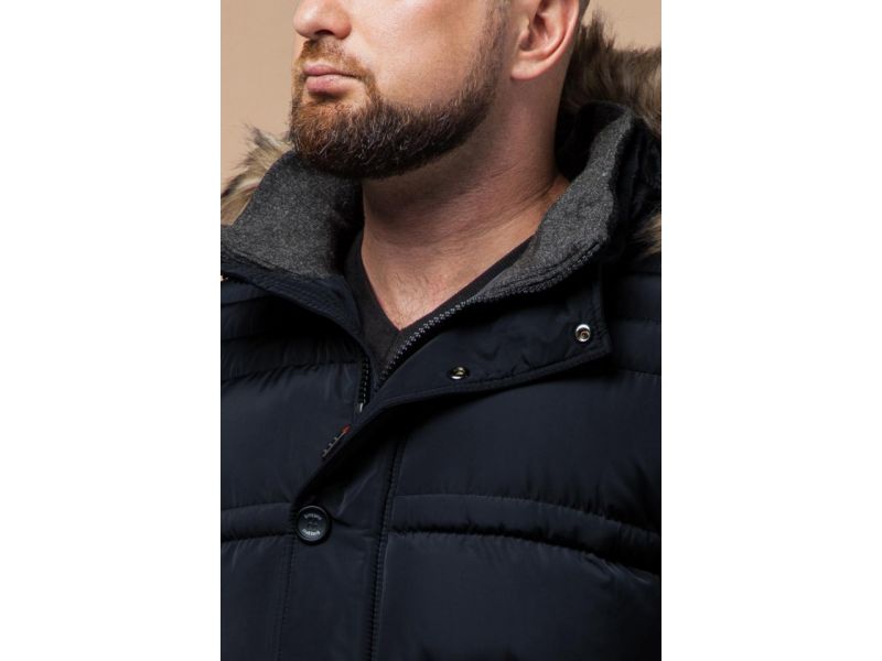 Зимняя куртка большого размера мужская темно-синего цвета модель 1365, фото 6