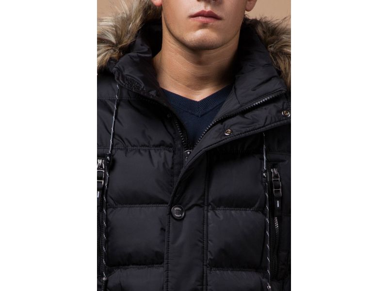 Куртка с капюшоном зимняя мужская черного цвета модель 15335, фото 6