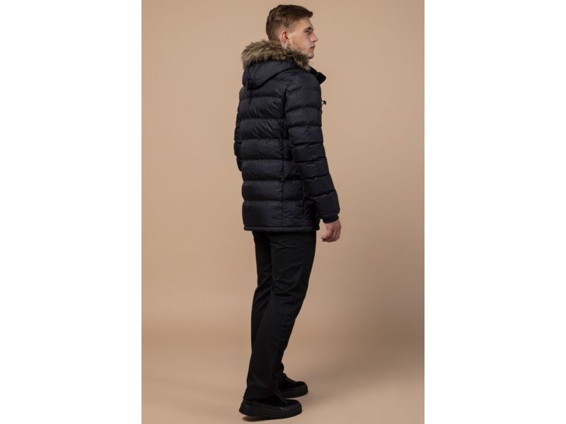 Куртка с капюшоном зимняя мужская черного цвета модель 15335, фото 5