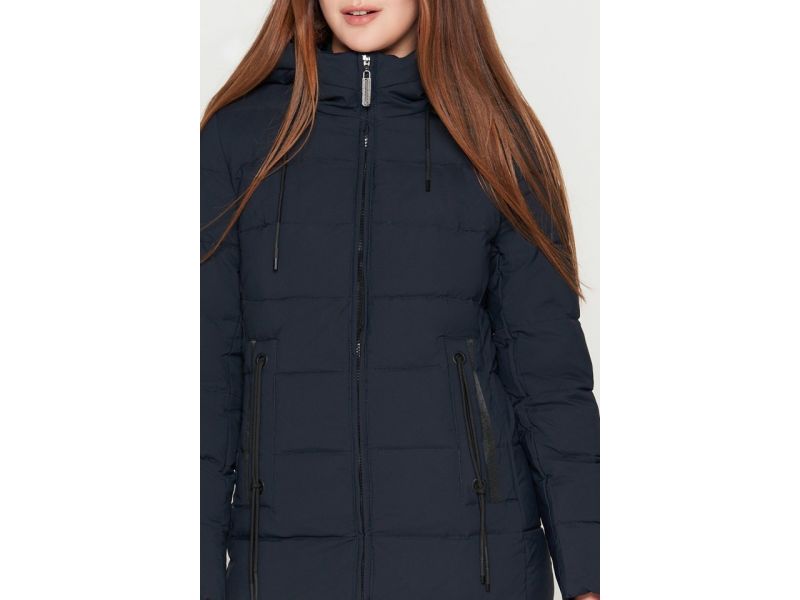 Молодежный женский пуховик зимний цвет темно-синий модель 25285-1, фото 6