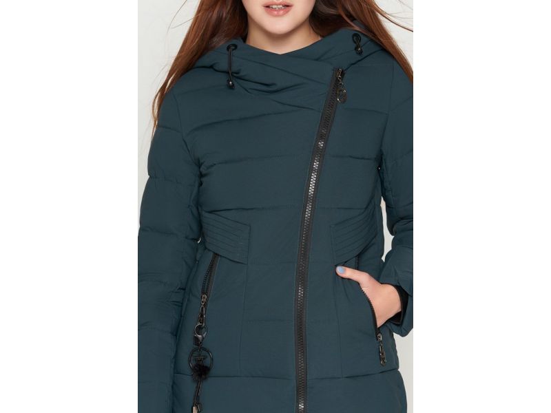 Бирюзовый зимний молодежный женский пуховик модель 25035, фото 6