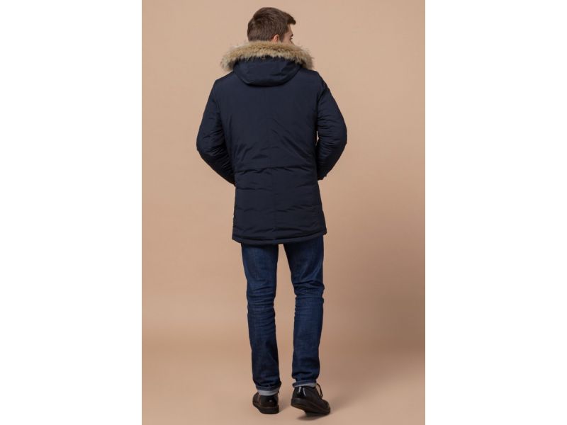 Мужская синяя парка зимняя стандартной длины модель 32450, фото 5