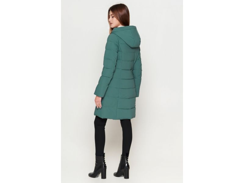Пуховик молодежный женский зимний зеленый модель 25035, фото 5