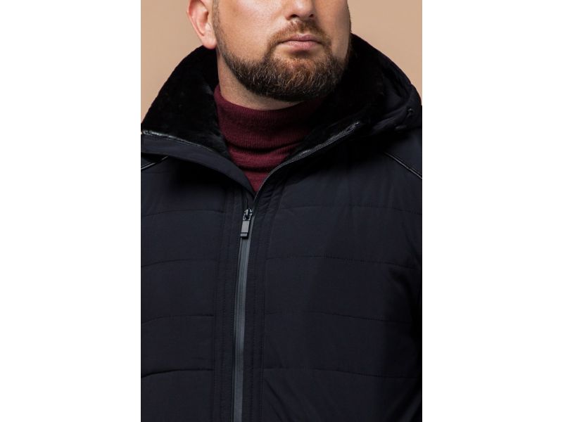 Зимняя черно-синяя комфортная мужская куртка модель TCX1001, фото 6