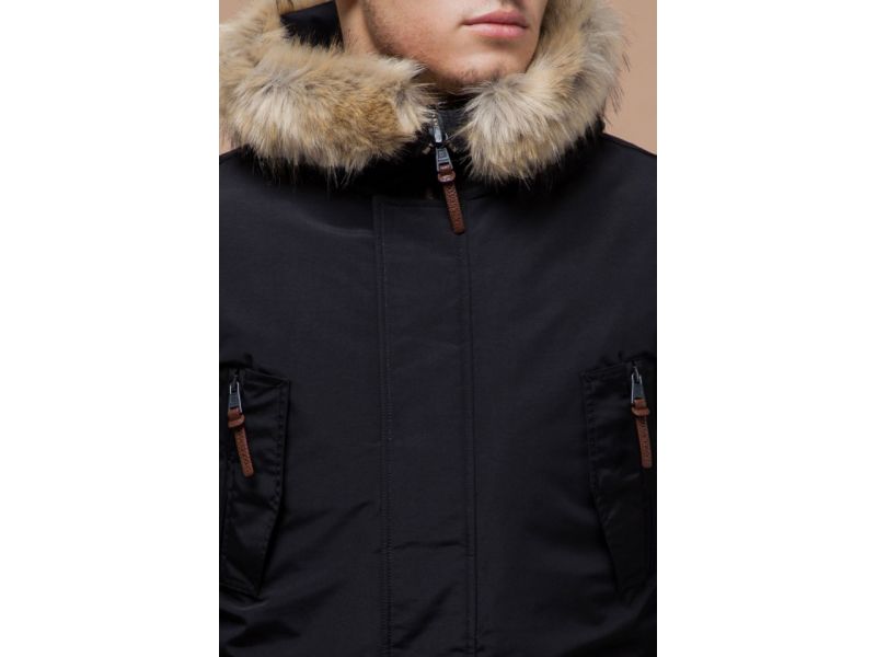 Зимняя парка мужская черного цвета модель 32450, фото 6