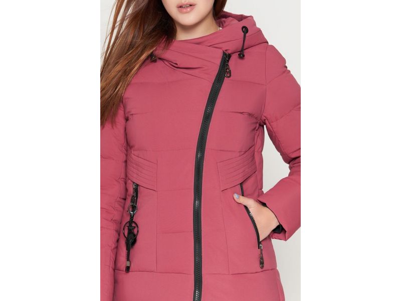 Пуховик молодежный зимний женский цвет розовый модель 25325, фото 6