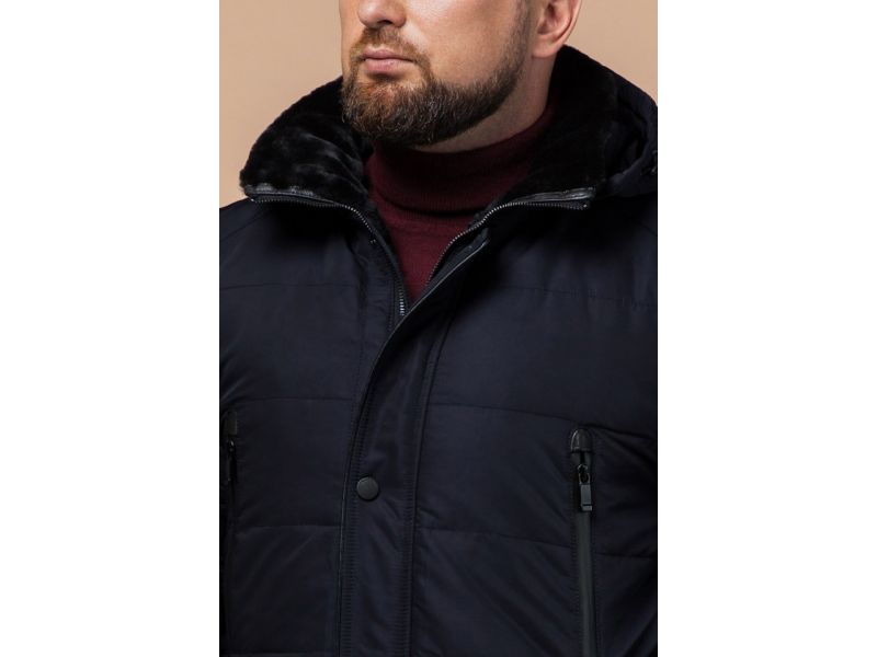 Мужская куртка темно-синего цвета зимняя теплая модель TCX1009, фото 6